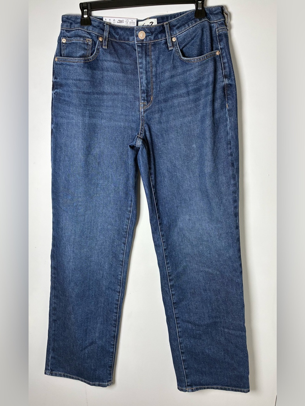 Seven7 Women's Straight Leg Jeans in Medium Blue Denim